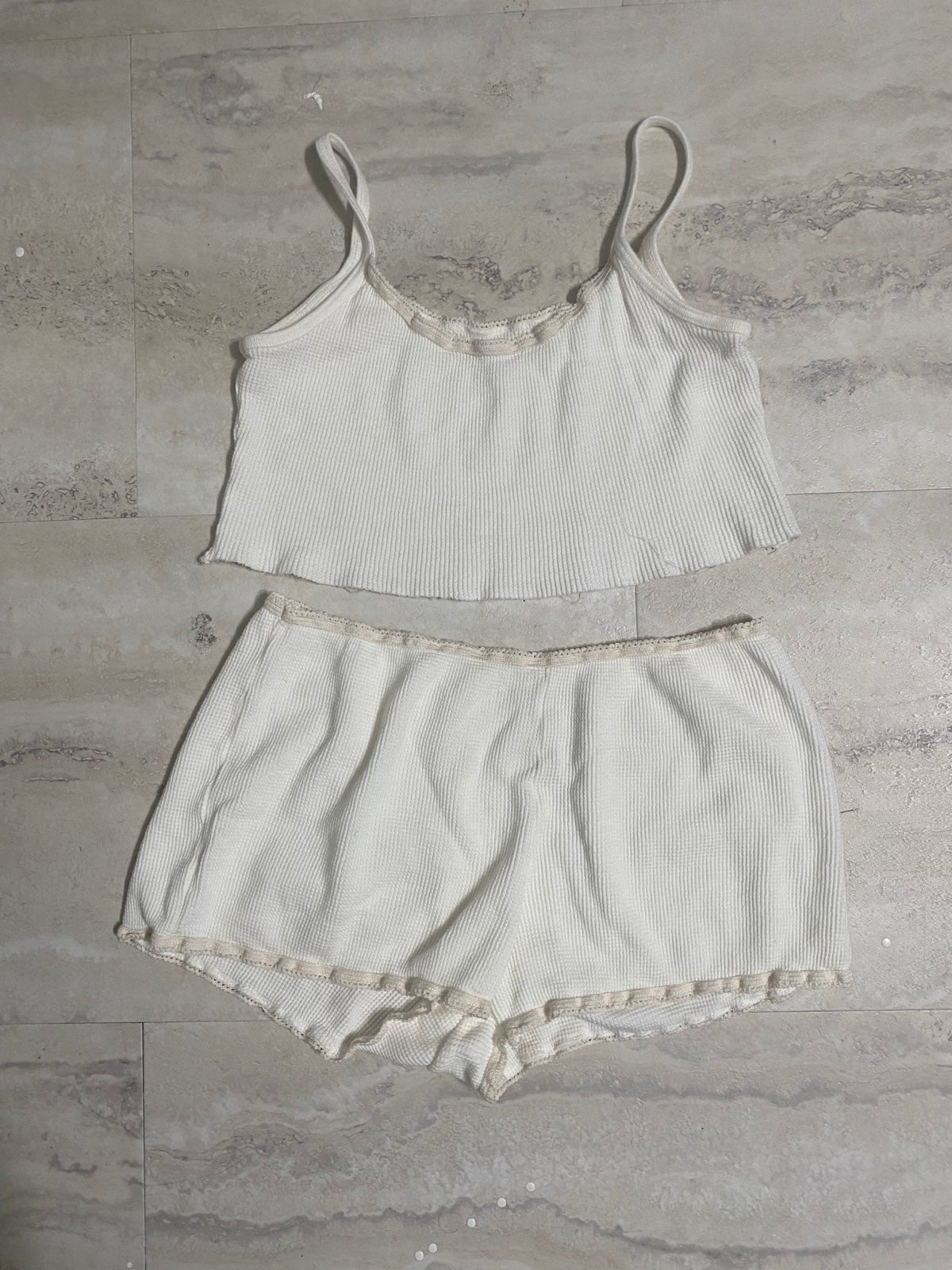 RARE Brandy Melville Waffle Knit Pajama Set