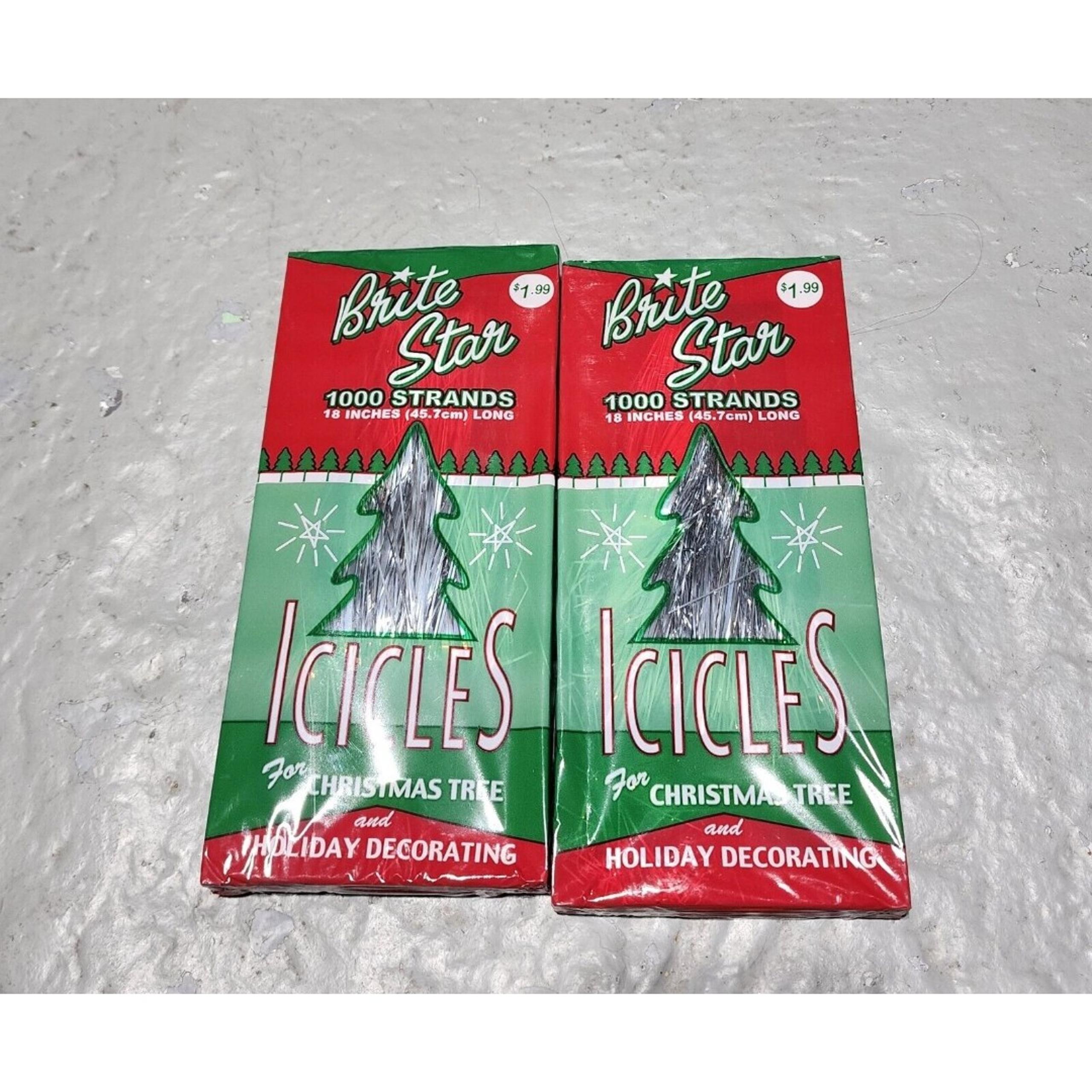 2 New Brite Star 1000 Strands 18" Silver Icicles for Christmas Tree [LOT OF 2]