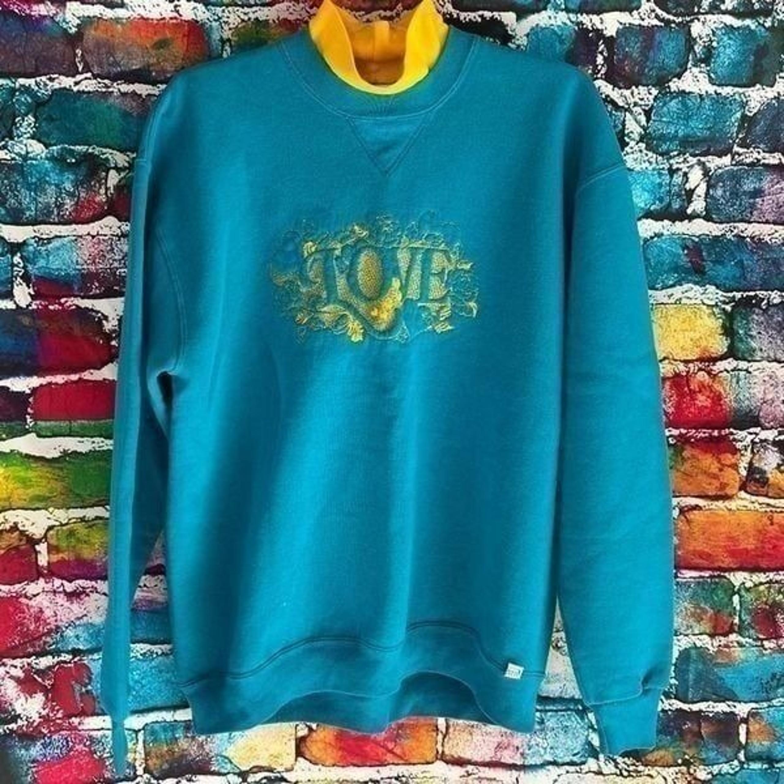 Vintage Russell Athletic Love Embroidered Mock Neck Sweatshirt XL USA 50/50