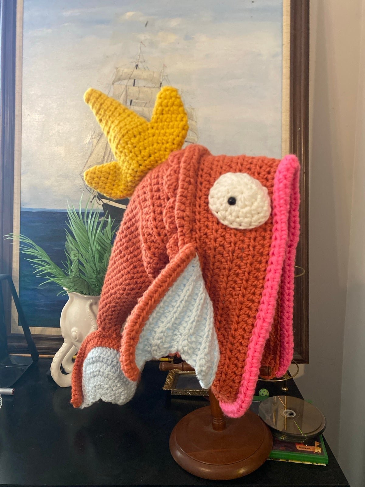 Handmade Crochet Cute gold fishie Hooded Hat (Twisted Sushi)