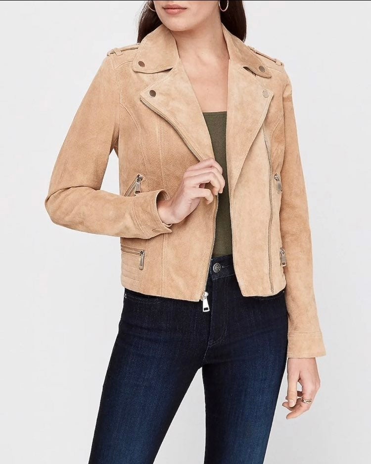 New! EXPRESS Genuine Suede Moto Jacket
