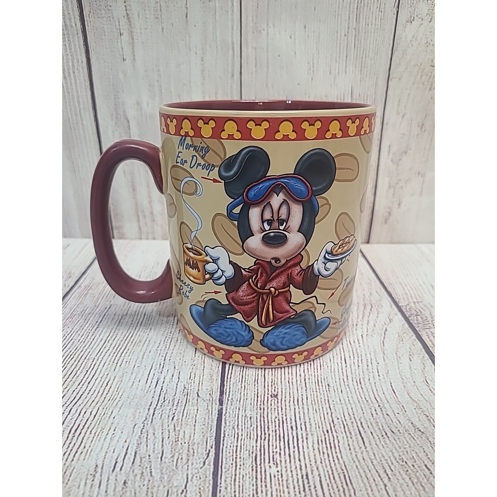 Disney Jumbo Mickey Mouse Mornings Aren't Pretty Coffee Mug Cup Ceramic