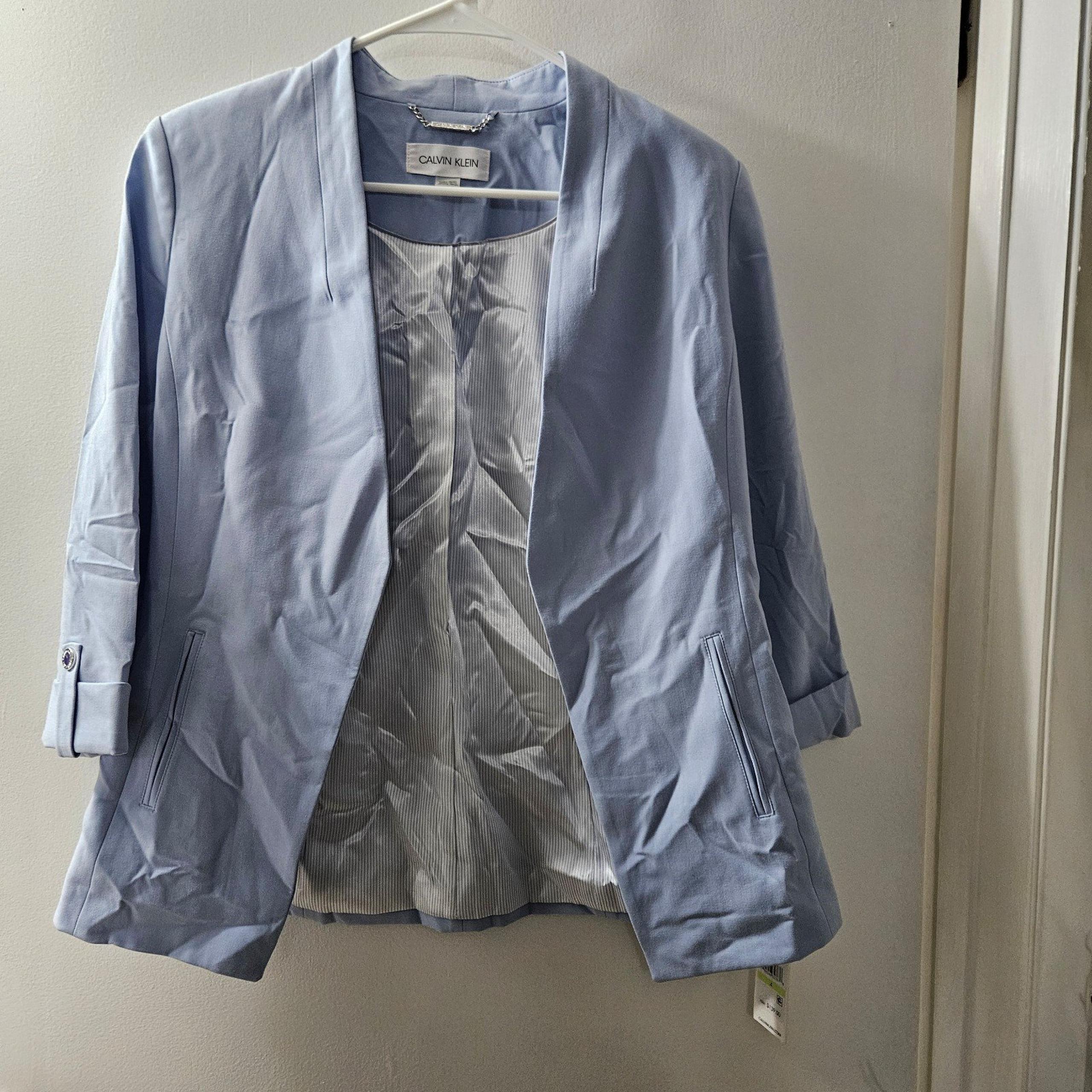 Calvin Klein Women's Light Blue Blazer NWT Size 4 Polyester RN 54163