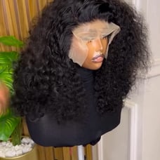 Luxury raw french wave curly human hair frontal wig
