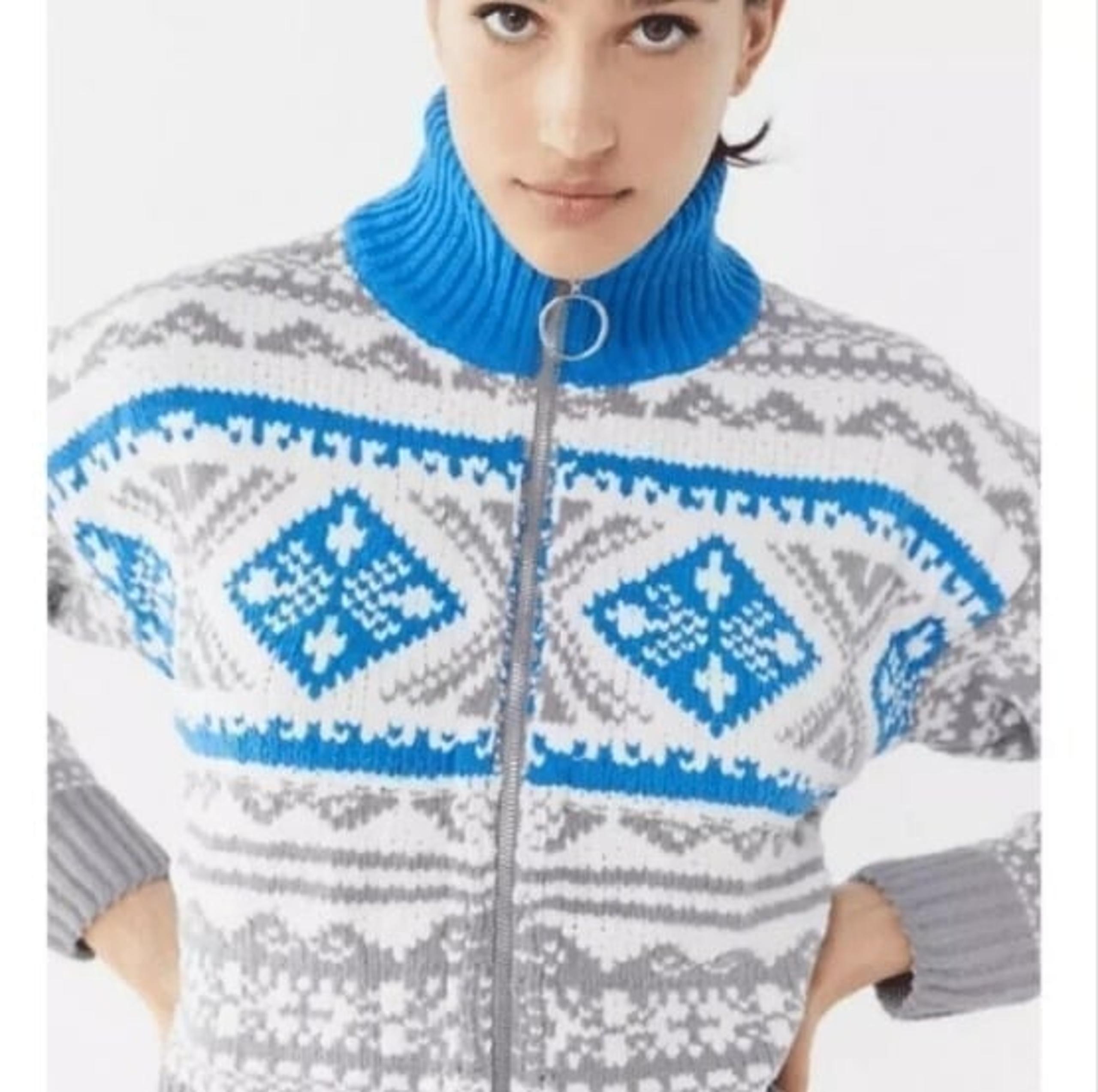 Urban Outfitter Scout Sweater Small Shrunken Snowflake Full Zip Jacket Fair Isle