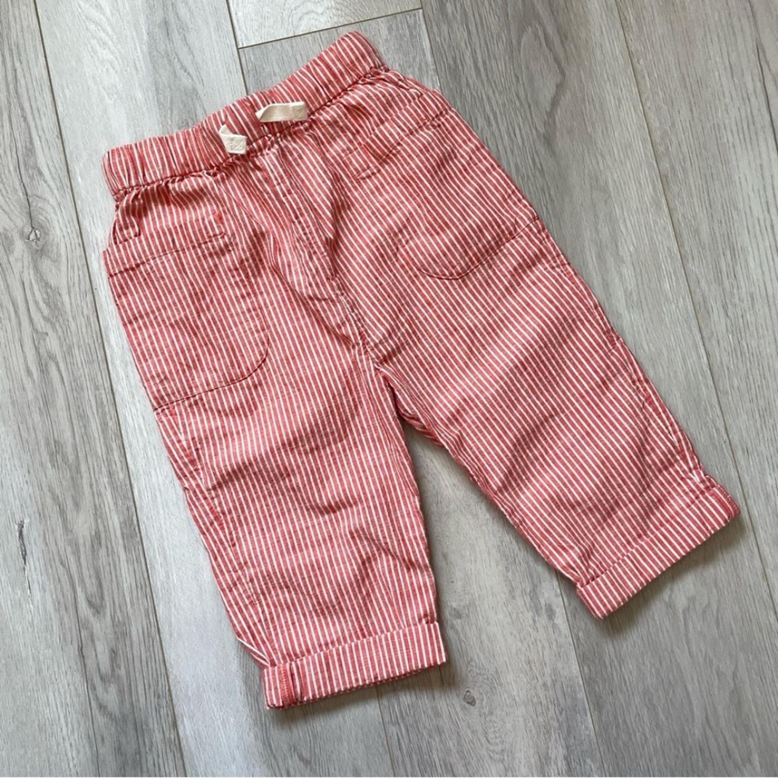 Hanna Andersson Pants cotton striped pull on kids Red White (size 2t) casual