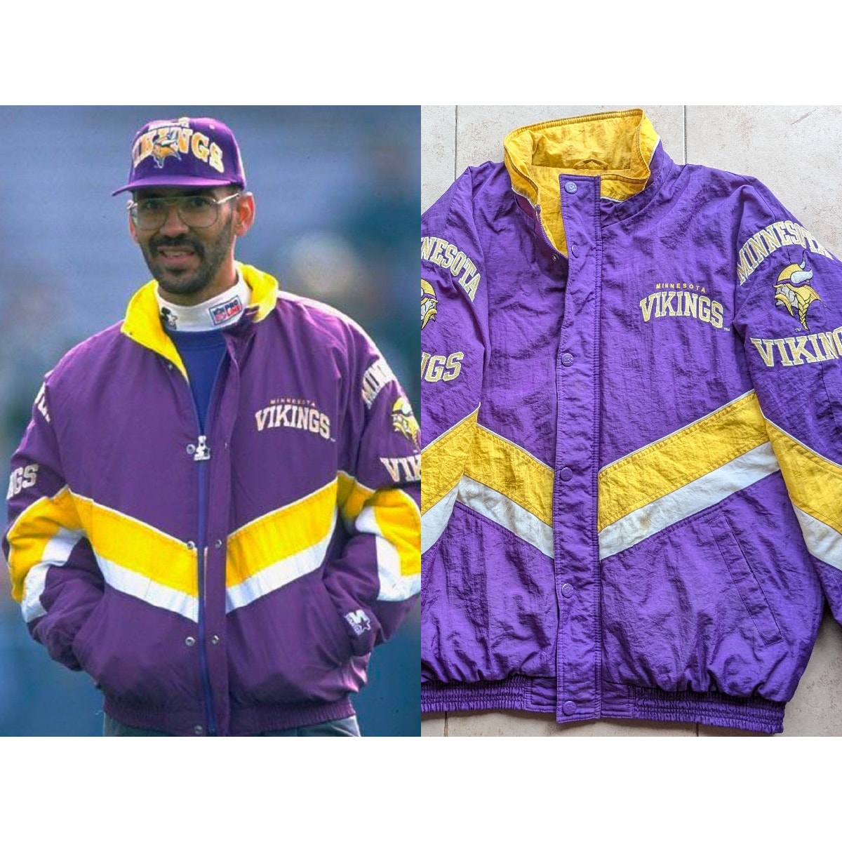 Minnesota Vikings 90s STARTER puffer DUNGY jacket XL purple gold NFL Pro vintage
