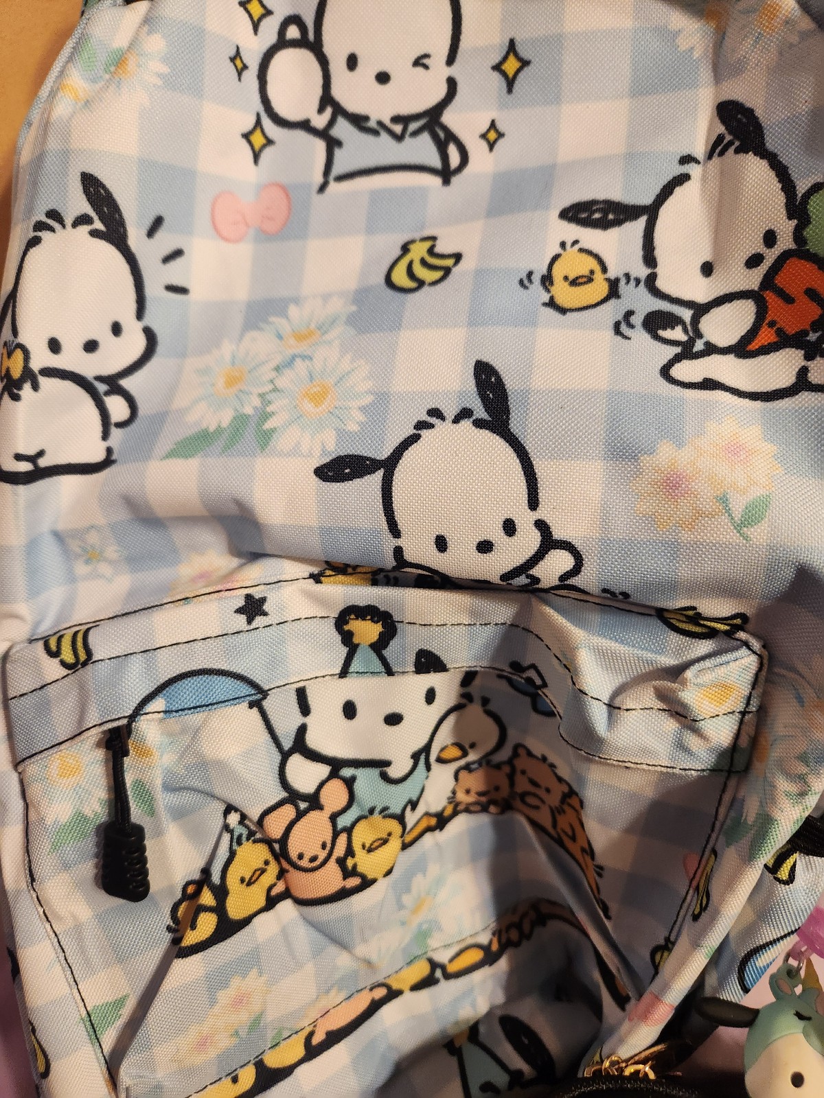 Pochacco backpack and keychain and pop pochacco