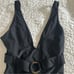Faithfull the Brand Anthropologie Delhi Black Belted One-Piece Swimsuit