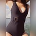Faithfull the Brand Anthropologie Delhi Black Belted One-Piece Swimsuit