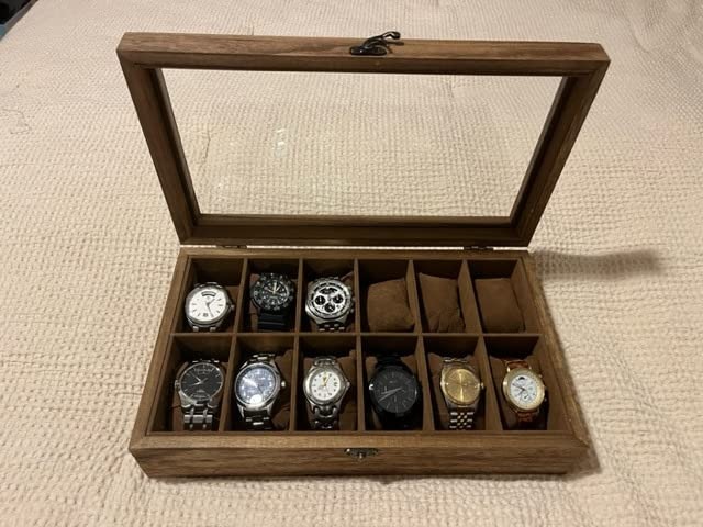 Watch Box, Christmas Gifts, 10-Slot Watch Case, Solid Wood Watch Box Organizer