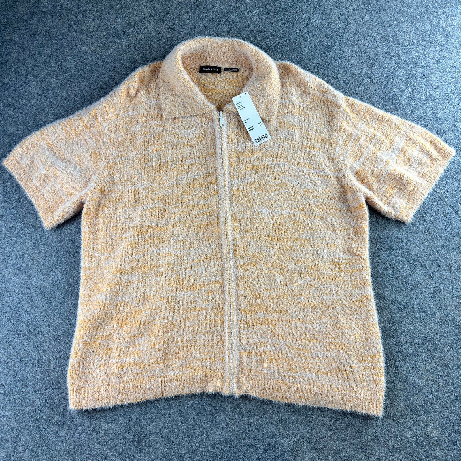 Urban Outfitters Standard Cloth Fuzzy Polo Zip Up Sweater Size Medium Orange