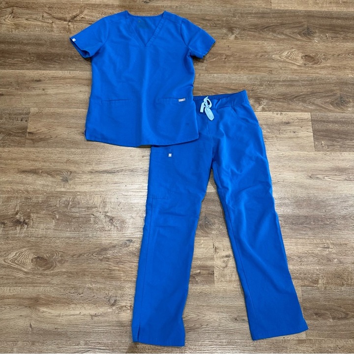 Figs Women's Royal Blue Scrub Set Size Small Kade Bottoms Casma Top