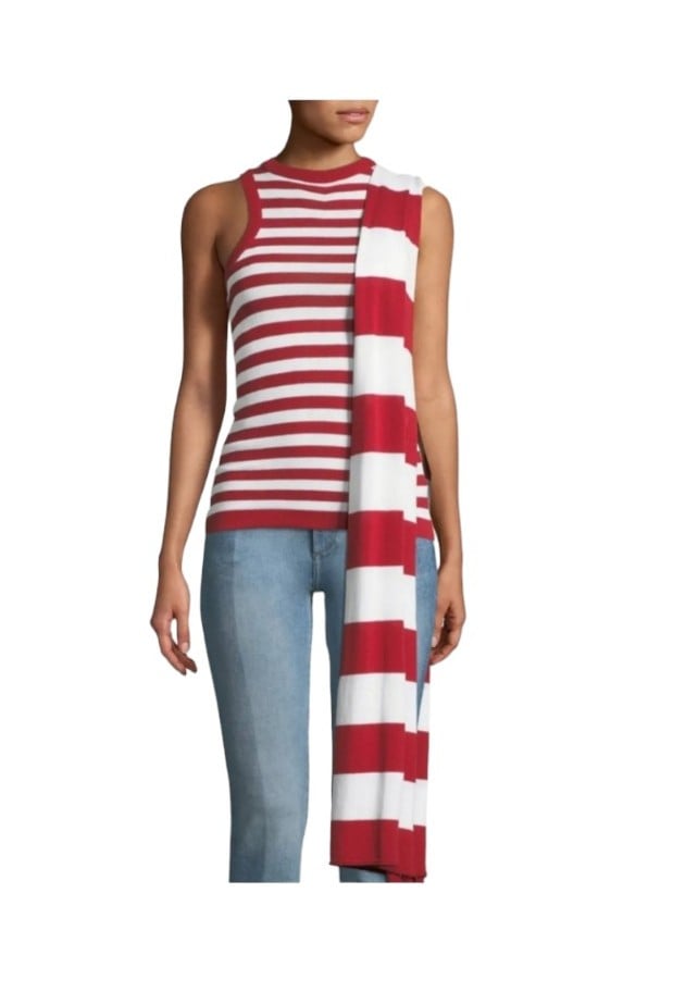 NWT Victoria Tomas Draped One Shoulder Strip Top Size 42 -US 6