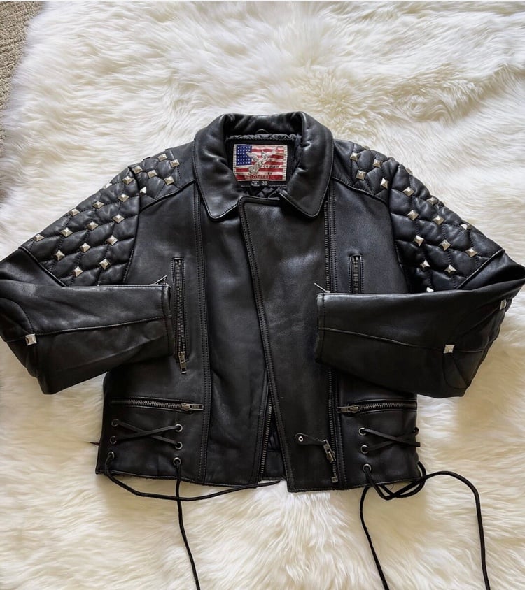 Vintage Leather Studded Motorcycle Jacket