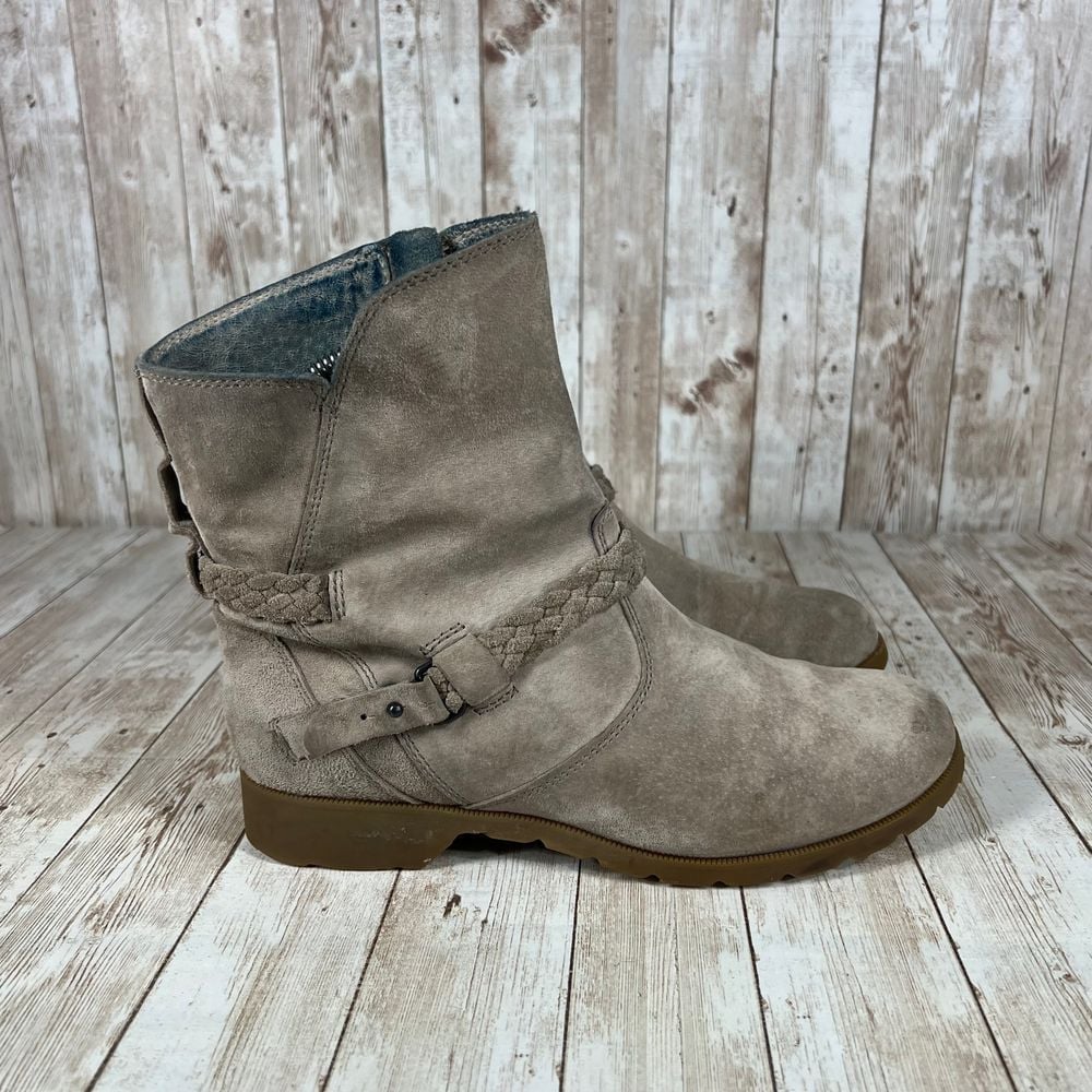 Teva Suede Ankle Boots with Braided Detail Casual Comfort Flat Boots Size 7.5