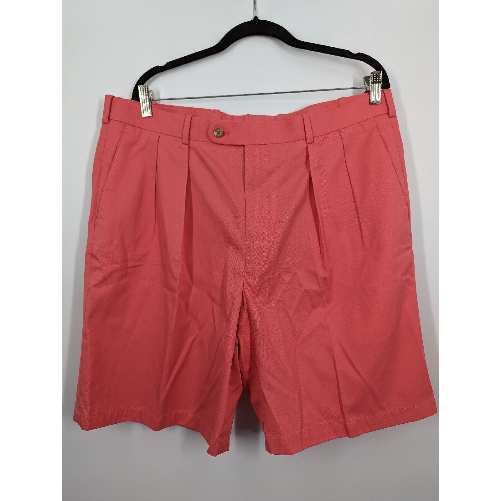 Peter Millar men 38 Pink Salmon Pure Cotton Pleated Casual Summer Preppy Shorts