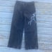 Vintage Y2k Baggy Washed faded wide leg Black denim Lightning Bolt size 32