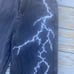 Vintage Y2k Baggy Washed faded wide leg Black denim Lightning Bolt size 32