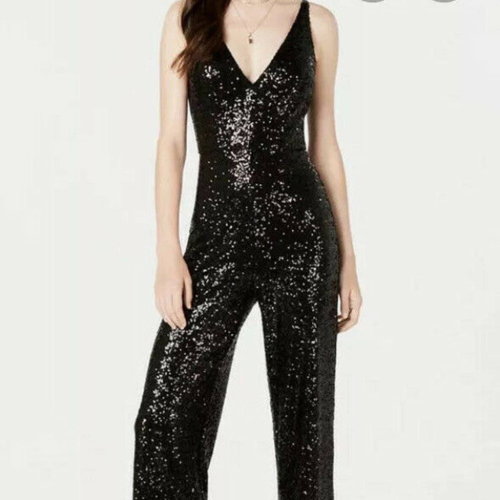 Emerald Sundae Black Sequin Pant Jumpsuit Evening
