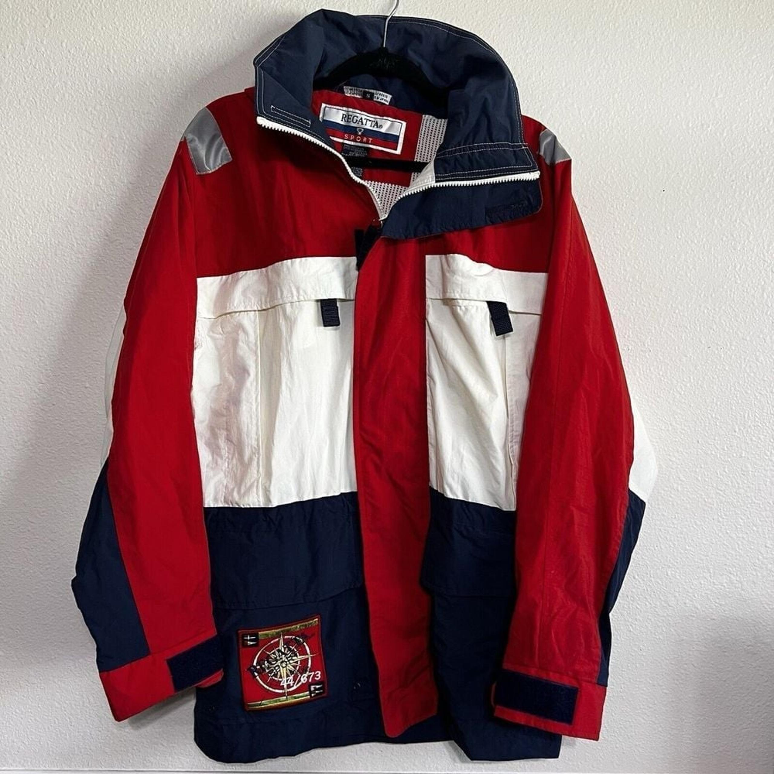 Regatta Sport Sailing Vintage Windreaker Parka Jacket Small 90s Red White Blue