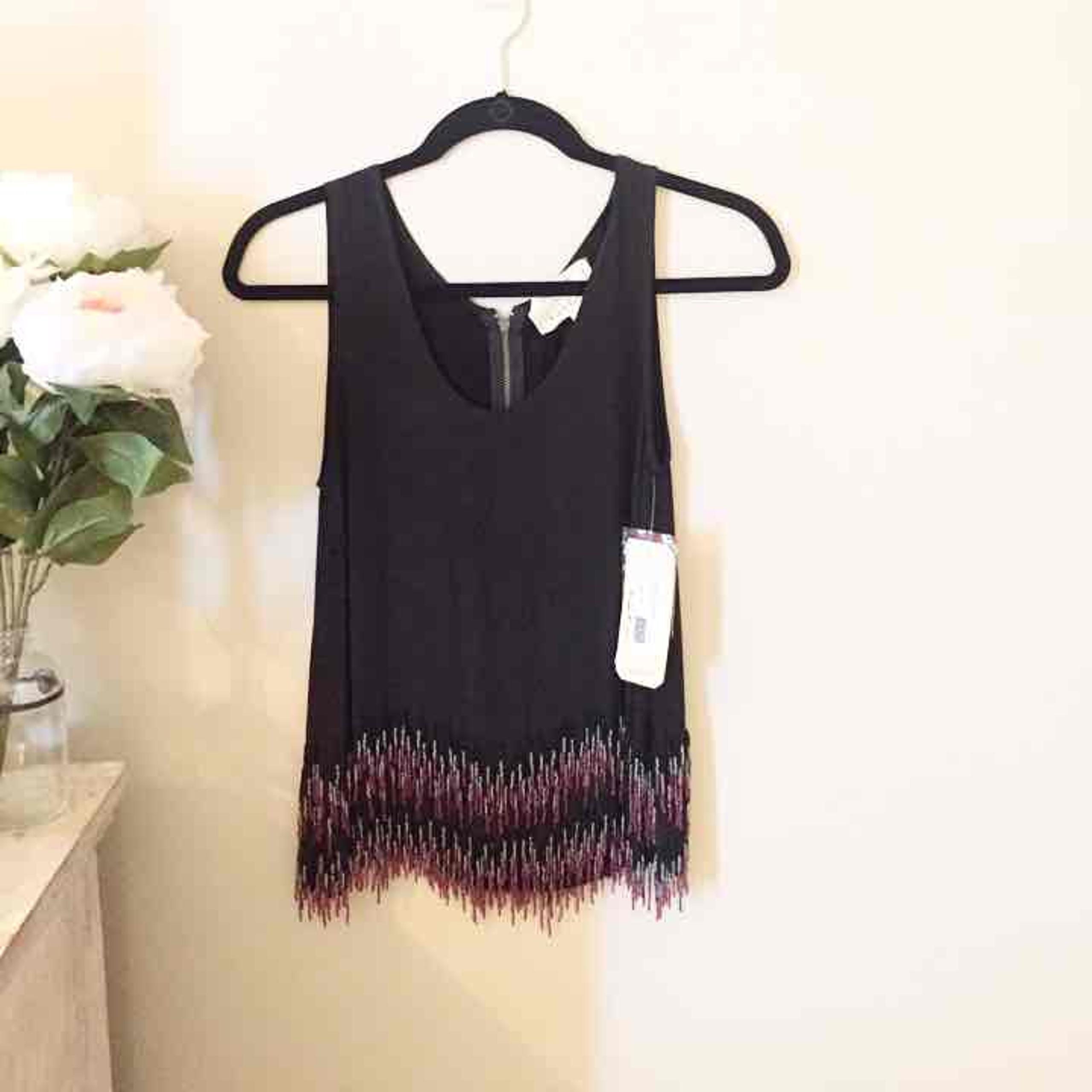 Black Fringe Nicole Miller top