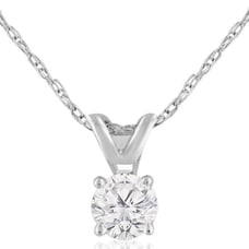 1/4ct Solitaire Round Diamond Pendant Necklace in 14K White Gold & 18 Chain