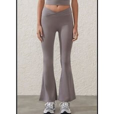 Cotton On Body XS brown cross waist flare leggings
