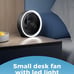 MiniChill Small USB Desk Fan 5'' with LED Light, 3 Speed Fan, 5-Blade