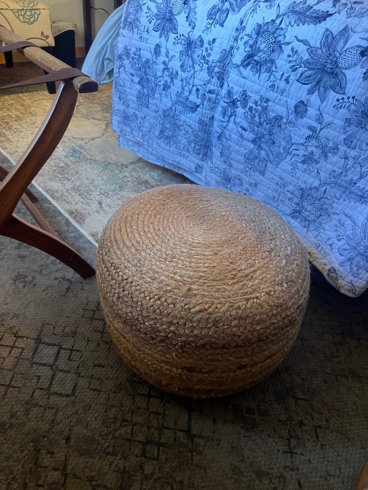 Pottery barn medium floor poof footrest ottoman bohemian boho shabby chic