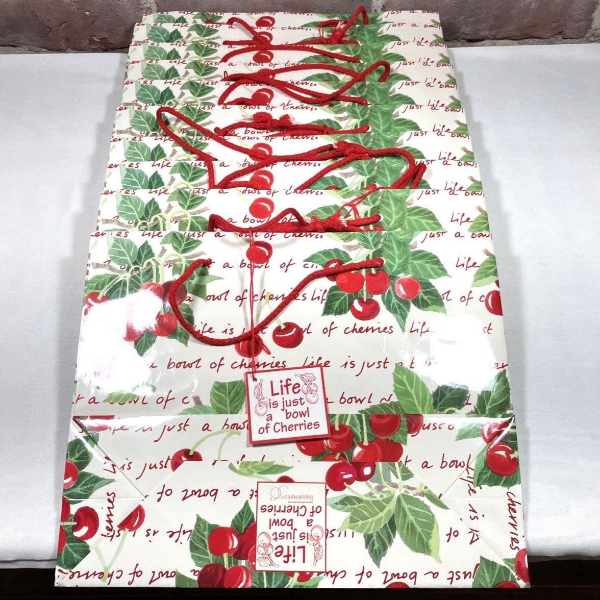 10 Vintage Cherry Themed Large Gift Bags - Life is Just a Bowl of Cherries