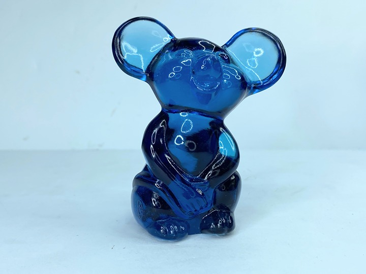 Fenton Art Glass Cobalt/Slag or white core Mouse NFGS--Unusual