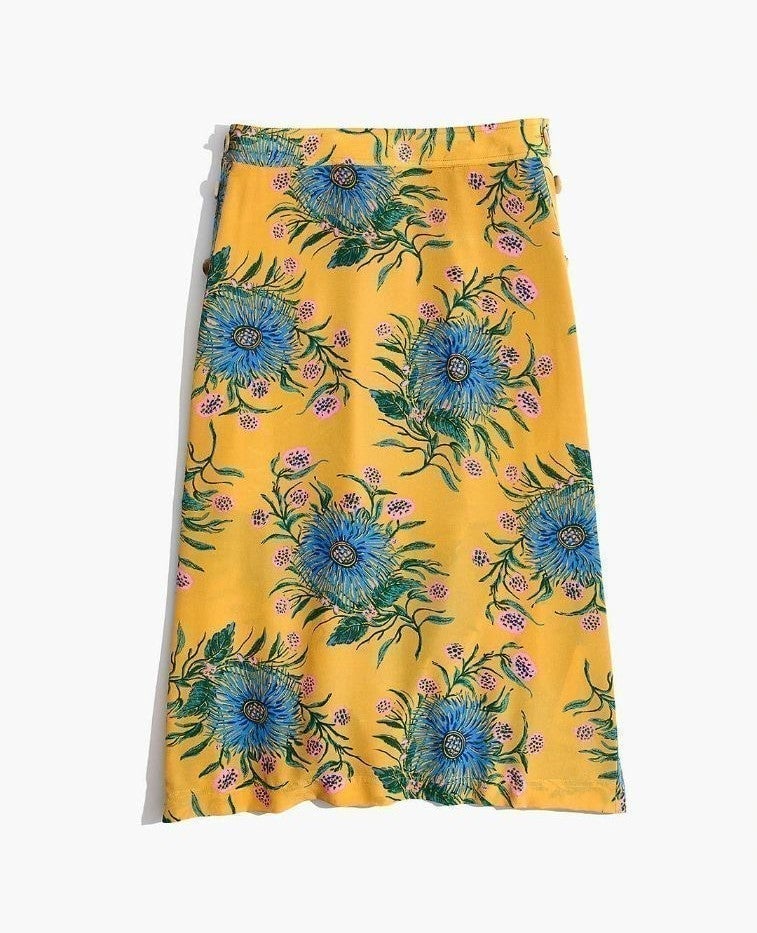 Madewell 100% Silk Side-Button Skirt