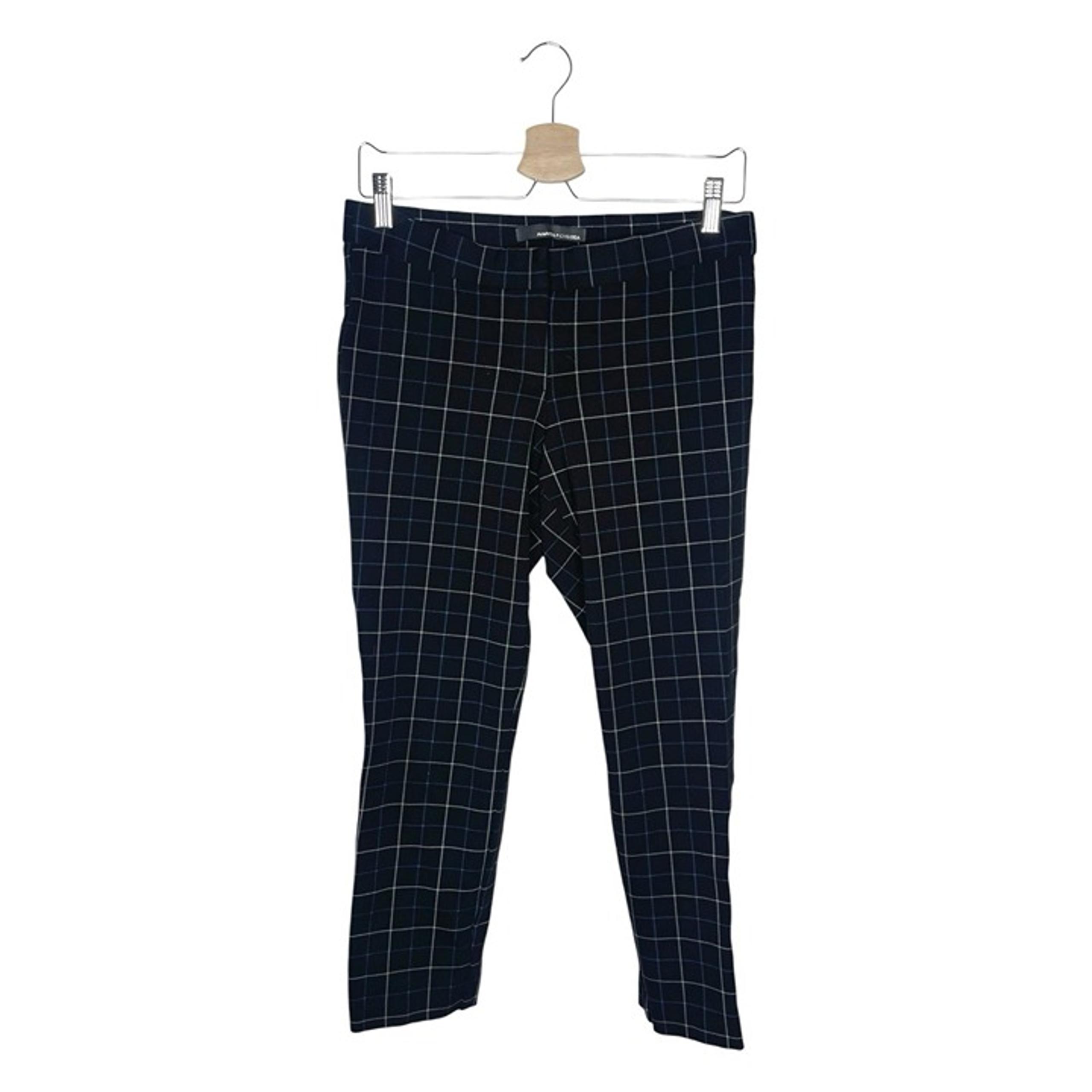 Amanda and Chelsea Black Blue White Plaid Stretch Knit Ankle Pant Size 8