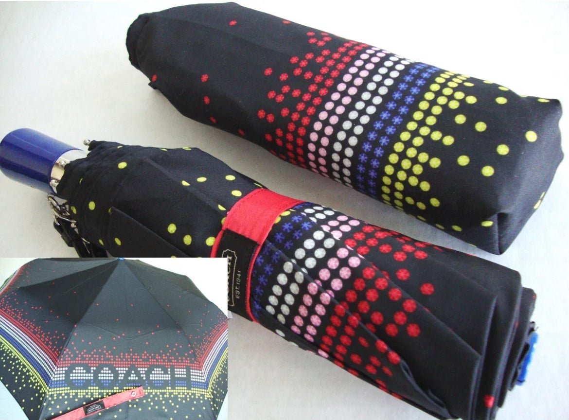 Coach Rhinestone Print Black Multicolor Compact Umbrella