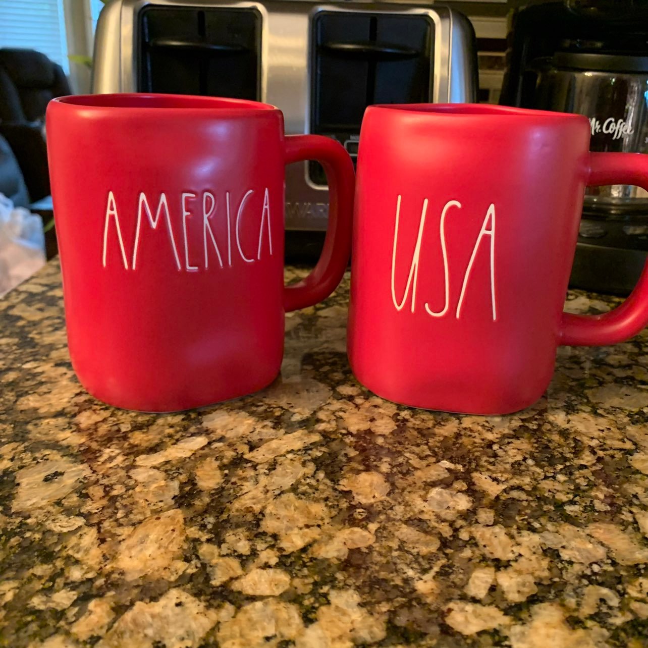 Rae Dunn patriotic mugs