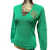 Ralph Lauren Sport woman Green V Neck Pullover Sweater Medium