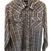 VTG 90s Wrangler Pearl Snap Plaid Western Shirt Sz. L Blue White long Sleeve