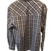 VTG 90s Wrangler Pearl Snap Plaid Western Shirt Sz. L Blue White long Sleeve