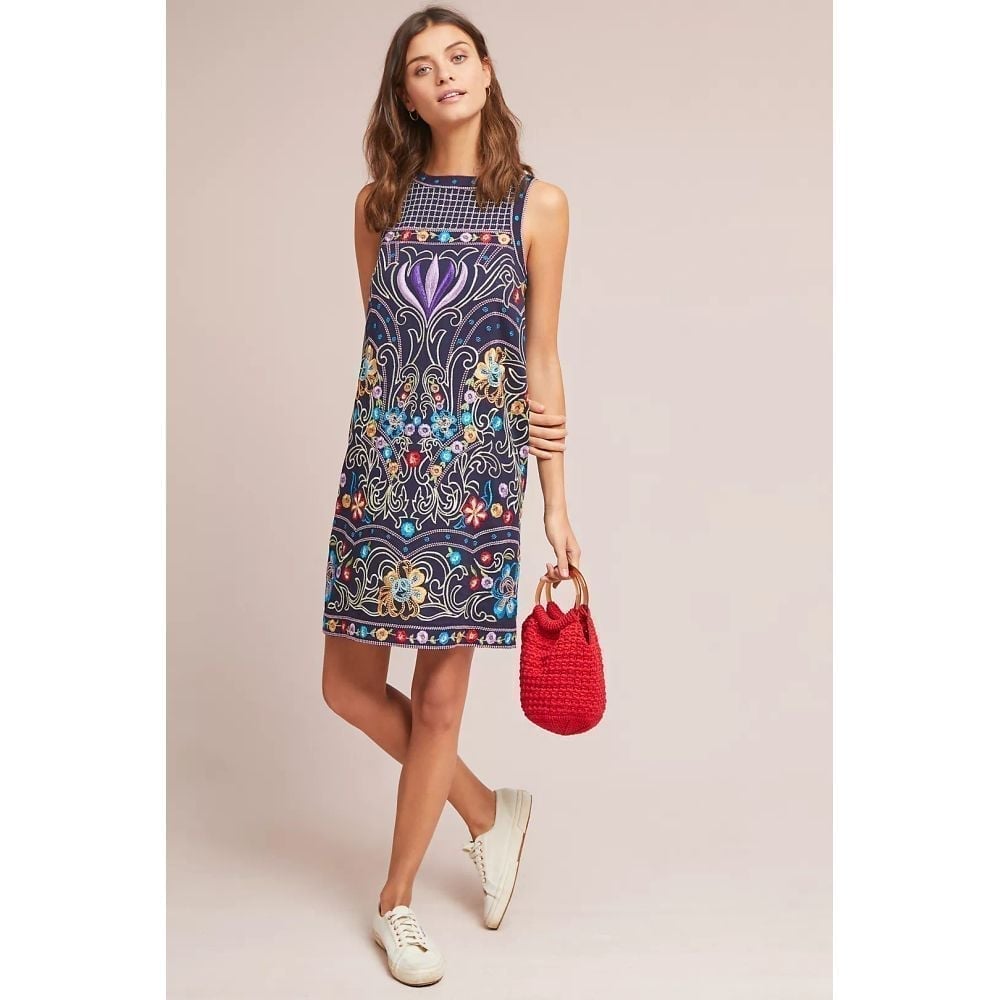 Anthropologie Maeve Kira Intricately Embroidered Dress