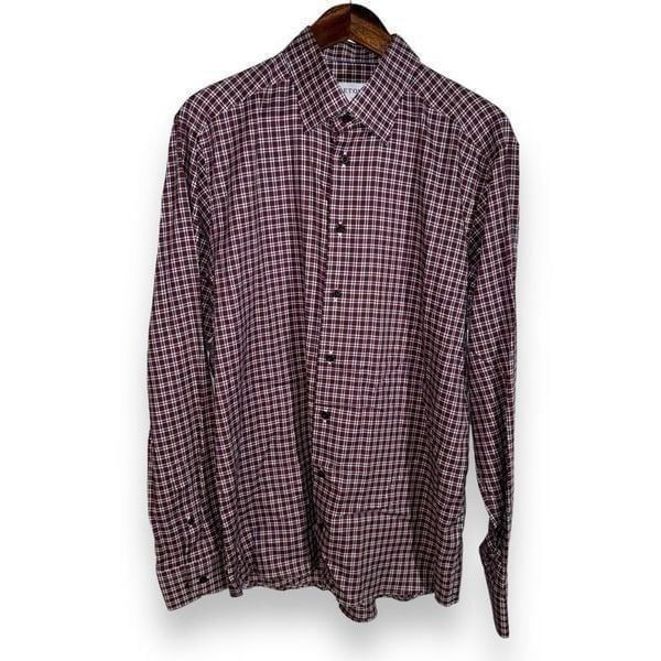 Eton Slim Fit Non-Iron Red Check BD Dress Shirt Size XL 17