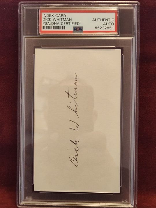 DICK WHITMAN BROOKLYN PHILADELPHIA HAND SIGNED CUT SIGNATURE AUTO PSA SLABBED