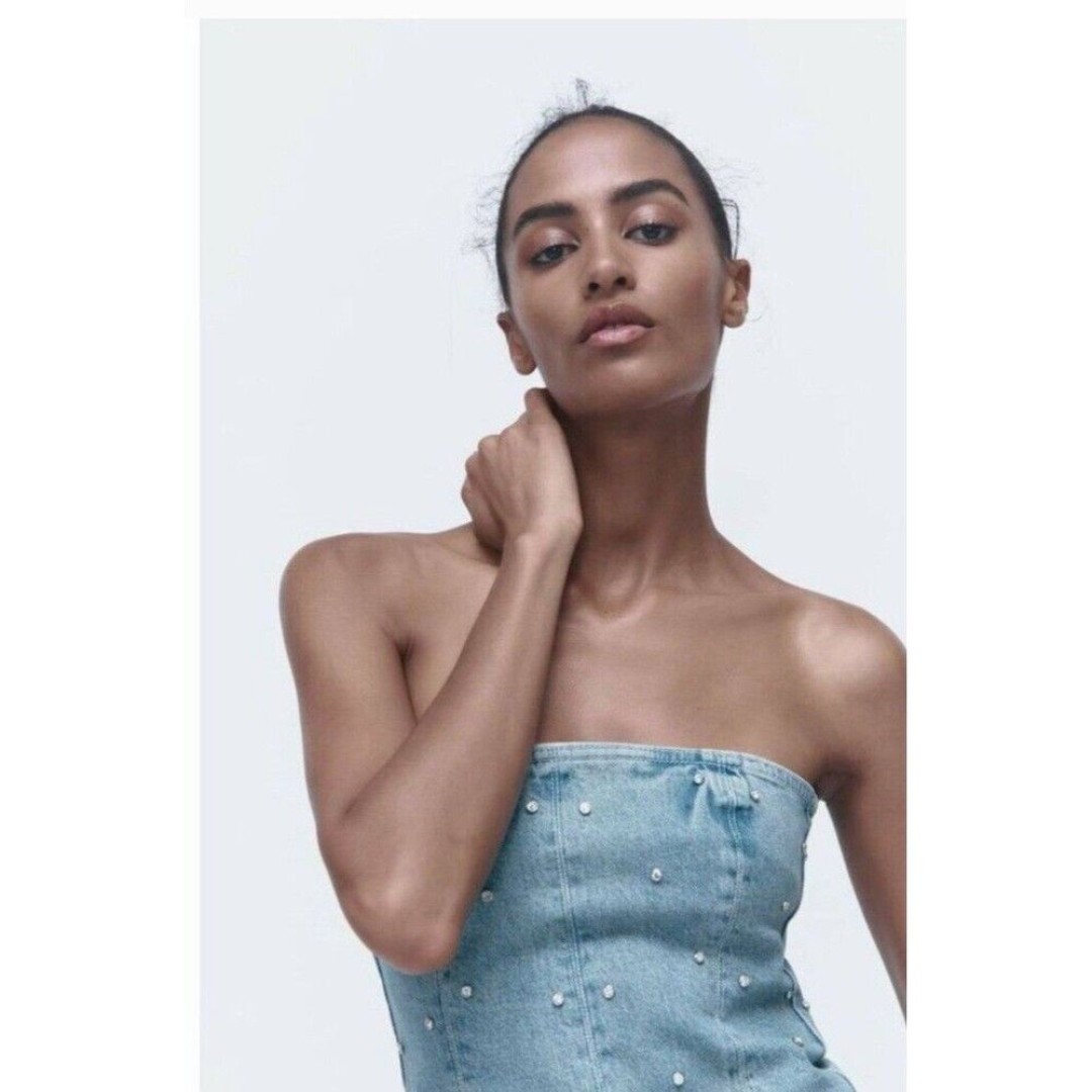 ZARA LIMITED EDITION REINSTONE CORSET SS23 MID-BLUE DENIM REF:2553 SIZE…