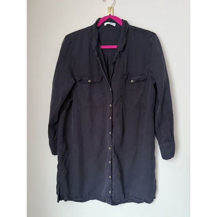 Anine Bing Women's Faded Black Military Tencel Button Down Shirt size Small