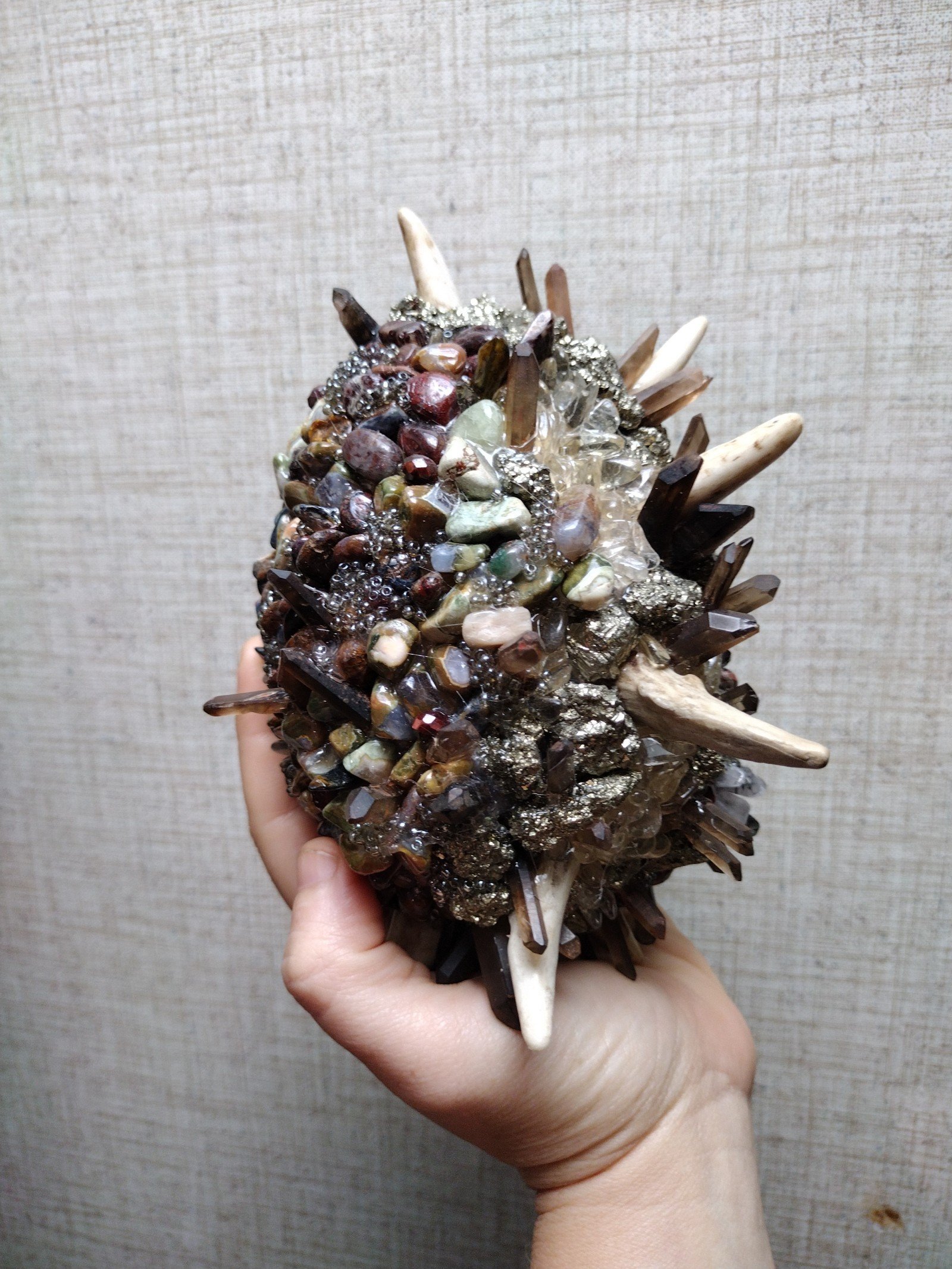 Crystal dragon egg, OOAK handmade, gemstone magic egg, Priority shipping
