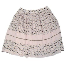 Max Studio Women's Pink Polka-dot Silk/Cotton Lined Full Skirt