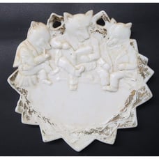 c1900 WESTMORLAND THREE BEARS CHILDREN'S MILK GLASS PLATE TRACES OF ORIG PAINT