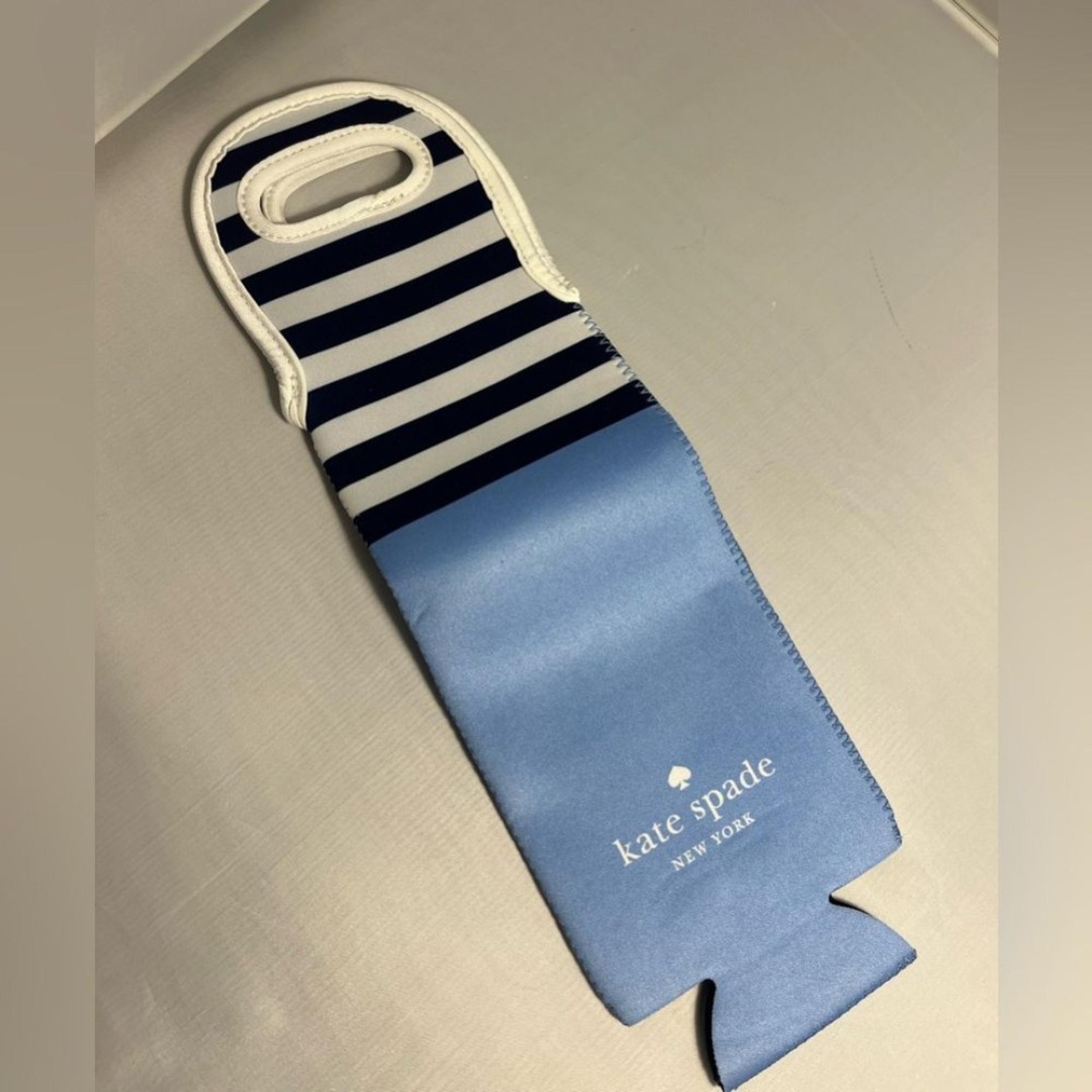 Kate Spade Blue and White Striped Wine Tote