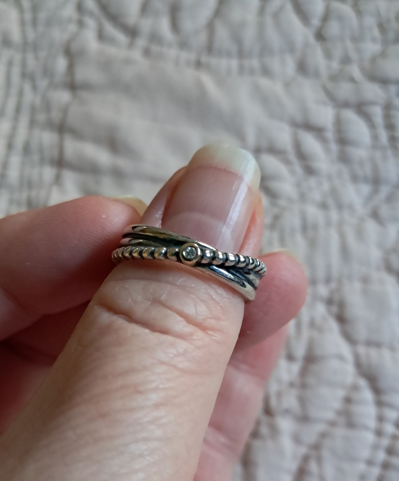Discontinued Pandora Rising Star 14k Sterling Silver Diamond Accent Ring Sz 7