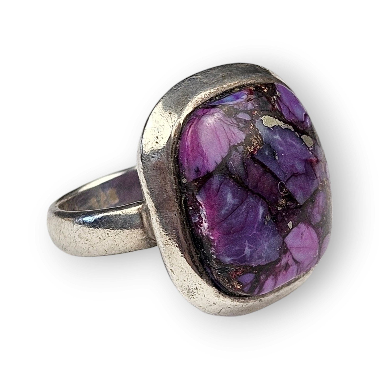 Purple Mojave Turquoise Sterling Ring Southwestern Square Cabochon 925 Silver 4